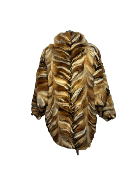 Cappotto Vintage in Pelliccia di Volpe Tigrata Sahara