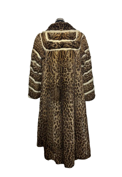 Cappotto Vintage in Pelliccia Leopardo con Inserti in Visone