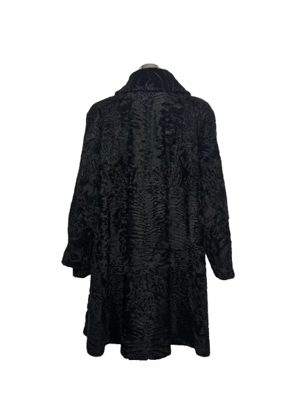 Giacca Vintage in Pelliccia di Astrakan Nero