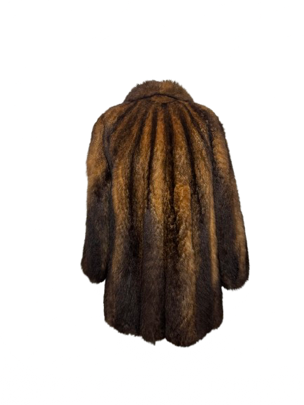 Cappotto Vintage in Pelliccia di Opossum Marrone