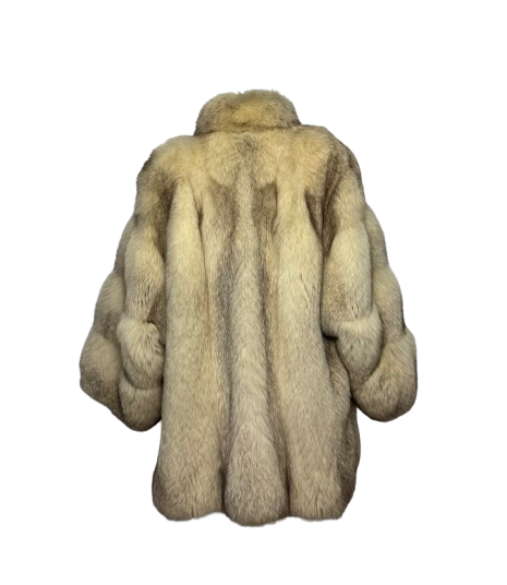 Cappotto Vintage in Pelliccia di Volpe della Groenlandia Avorio