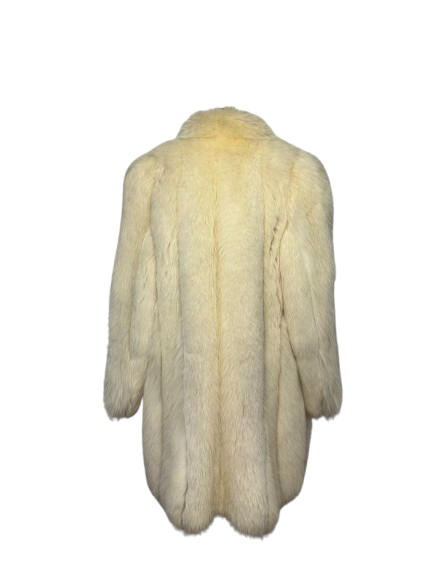 Cappotto Vintage in Pelliccia di Volpe Bianca Panna