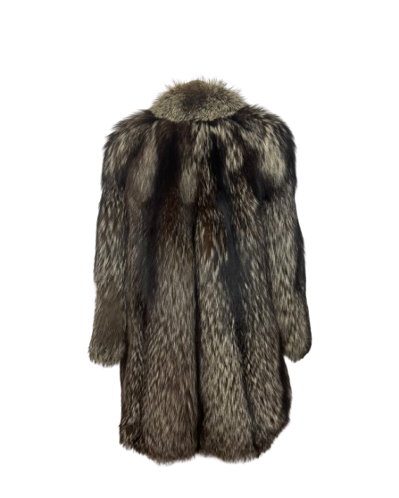 Cappotto Vintage in Pelliccia di Volpe Argentata Smoke
