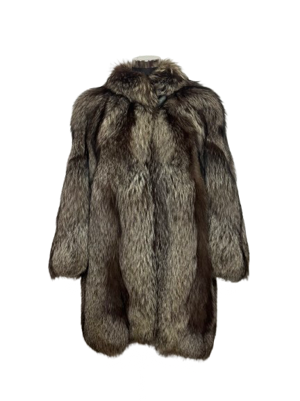 Cappotto Vintage in Pelliccia di Volpe Argentata Onice