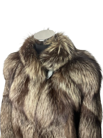 Cappotto Vintage in Pelliccia di Volpe Argentata Onice