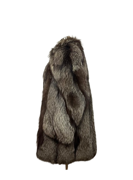 Cappotto Vintage in Pelliccia di Volpe Argentata Onice
