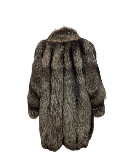 Cappotto Vintage in Pelliccia di Volpe Argentata Onice
