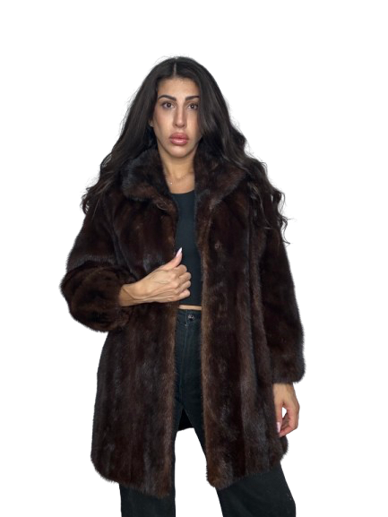 Cappotto Vintage in Pelliccia di Visone Mogano