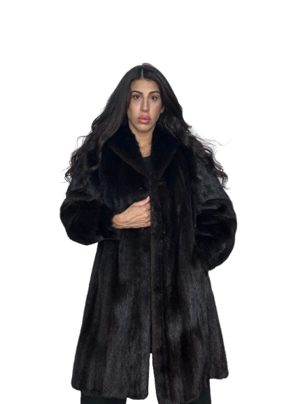 Cappotto Vintage in Pelliccia di Visone Ebano