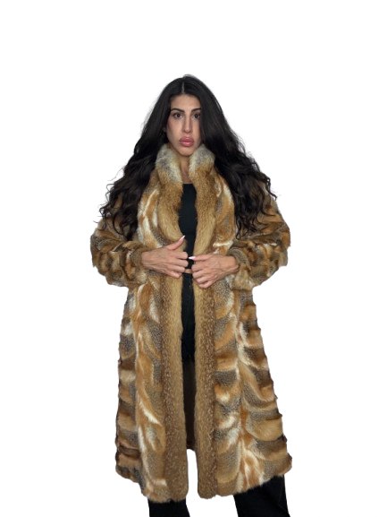 Cappotto Vintage in Pelliccia di Volpe Tigrata Savana