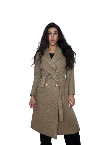 Cappotto MaxMara Beige Spinato in Lana