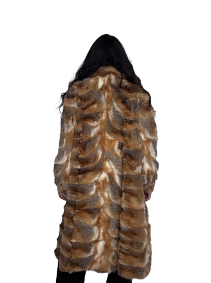 Cappotto Vintage in Pelliccia di Volpe Tigrata Savana