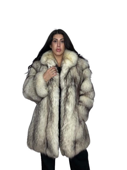 Cappotto Vintage in Pelliccia di Volpe della Groenlandia Perla