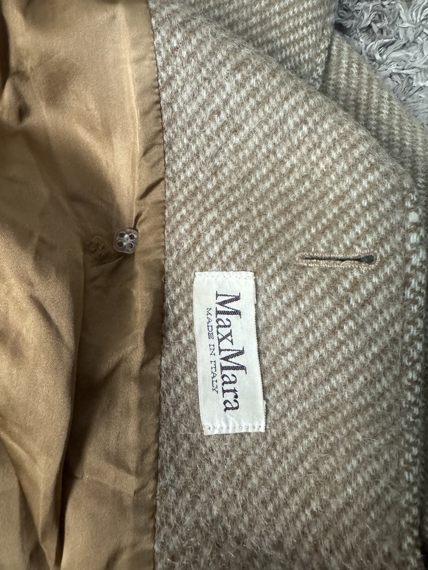 Cappotto MaxMara Beige Spinato in Lana