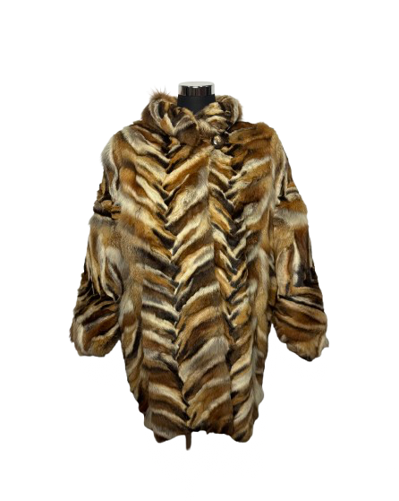 Cappotto Vintage in Pelliccia di Volpe Tigrata Sahara
