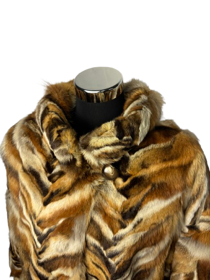 Cappotto Vintage in Pelliccia di Volpe Tigrata Sahara