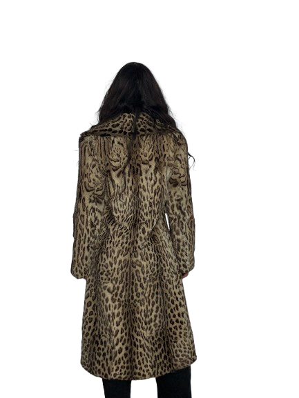 Cappotto Vintage in Pelliccia di Lince Boreale con Cintura