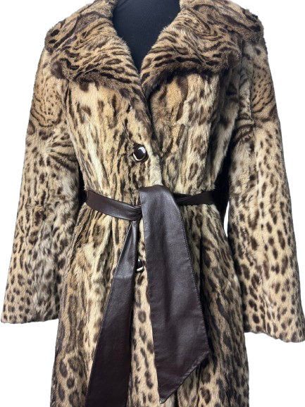 Cappotto Vintage in Pelliccia di Lince Boreale con Cintura