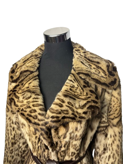 Cappotto Vintage in Pelliccia di Lince Boreale con Cintura