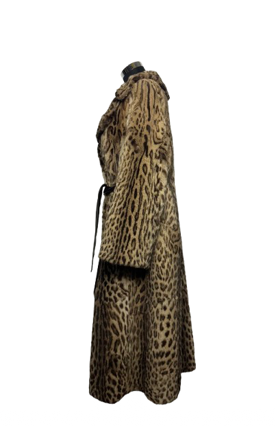 Cappotto Vintage in Pelliccia di Lince Boreale con Cintura
