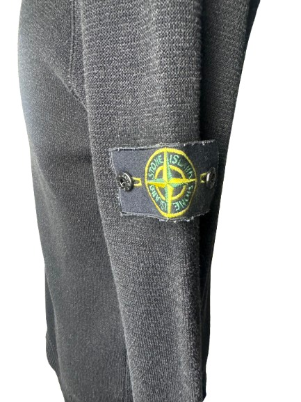 Maglione collo a righe con zip Stone Island nero