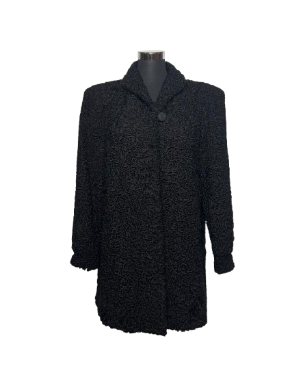 Cappotto Vintage in Pelliccia di Astrakan Nero