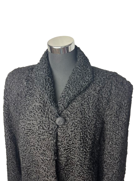 Cappotto Vintage in Pelliccia di Astrakan Nero