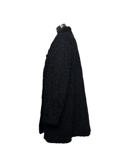 Cappotto Vintage in Pelliccia di Astrakan Nero