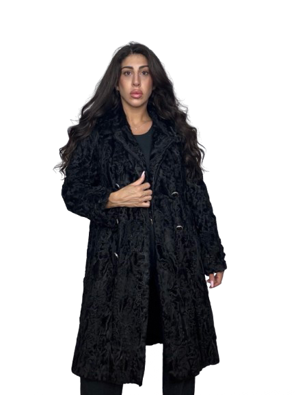 Cappotto Vintage in Astrakan Nero Marezzato