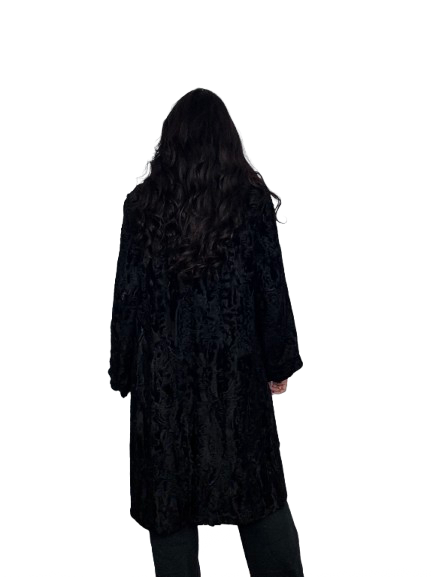 Cappotto Vintage in Astrakan Nero Marezzato