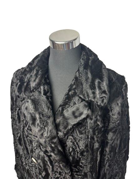 Cappotto Vintage in Astrakan Nero Marezzato
