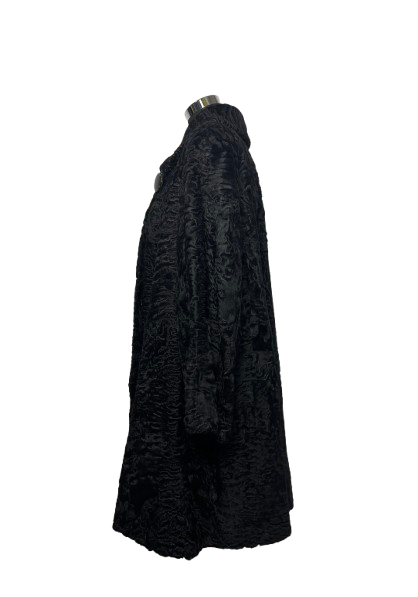 Giacca Vintage in Pelliccia di Astrakan Nero