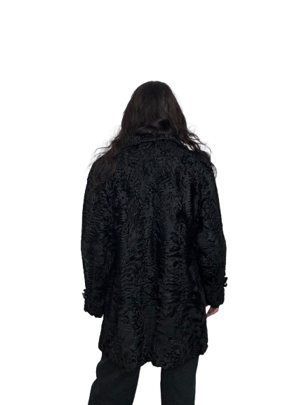 Cappotto Lungo Vintage in Astrakan Nero