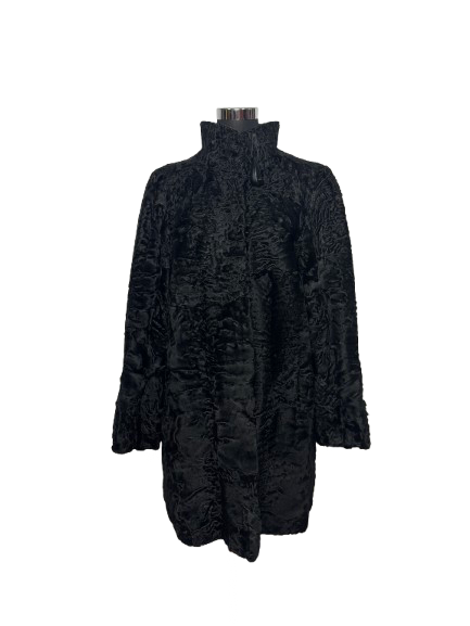 Cappotto Lungo Vintage in Astrakan Nero