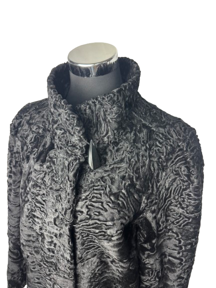 Cappotto Lungo Vintage in Astrakan Nero