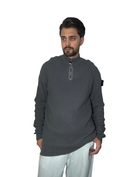 Maglione mezza zip Stone Island grigio