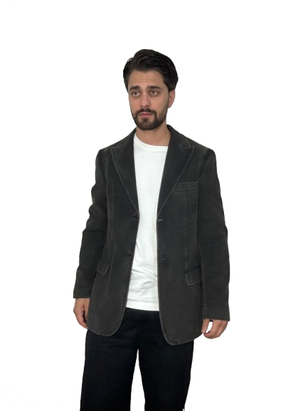 Blazer Daniele Alessandrini in velluto di cotone tortora
