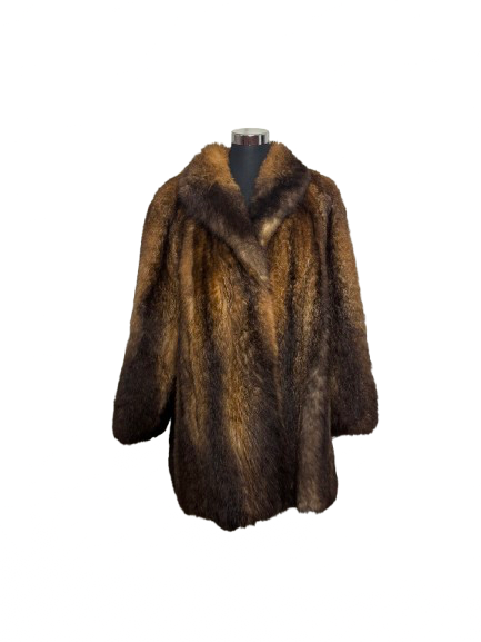 Cappotto Vintage in Pelliccia di Opossum Marrone