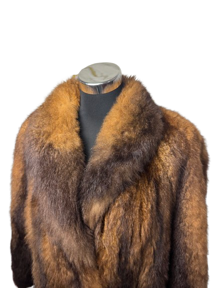 Cappotto Vintage in Pelliccia di Opossum Marrone
