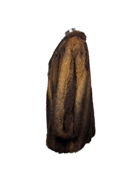 Cappotto Vintage in Pelliccia di Opossum Marrone
