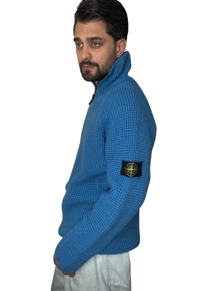 Maglione mezza zip Stone Island celeste