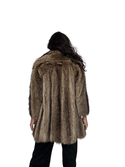 Cappotto Vintage in Pelliccia di Marmotta Marrone