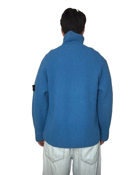 Maglione mezza zip Stone Island celeste