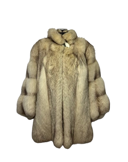 Cappotto Vintage in Pelliccia di Volpe della Groenlandia Avorio