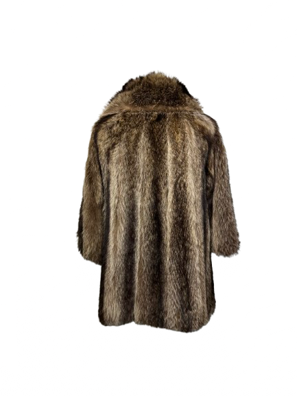 Cappotto Vintage in Pelliccia di Marmotta Marrone