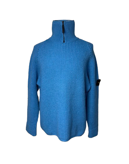 Maglione mezza zip Stone Island celeste