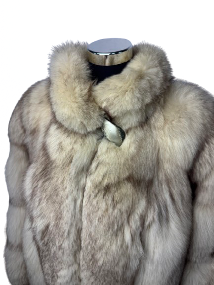 Cappotto Vintage in Pelliccia di Volpe della Groenlandia Avorio