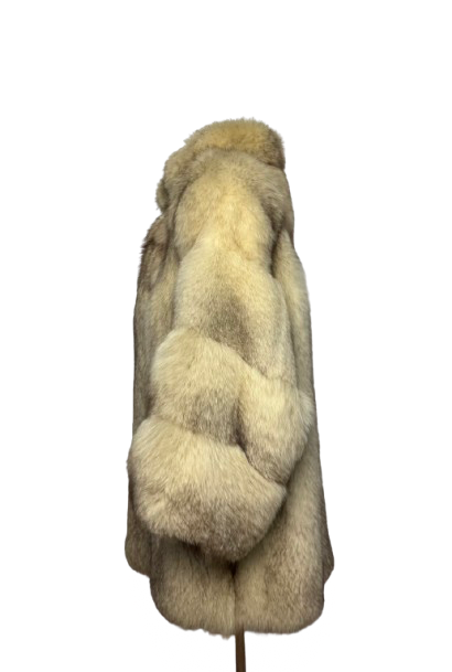 Cappotto Vintage in Pelliccia di Volpe della Groenlandia Avorio