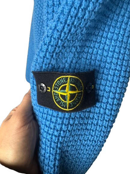 Maglione mezza zip Stone Island celeste