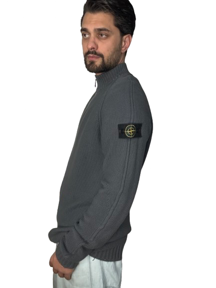 Maglione mezza zip Stone Island grigio